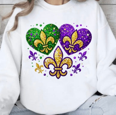 Mardi Gras heart sweater